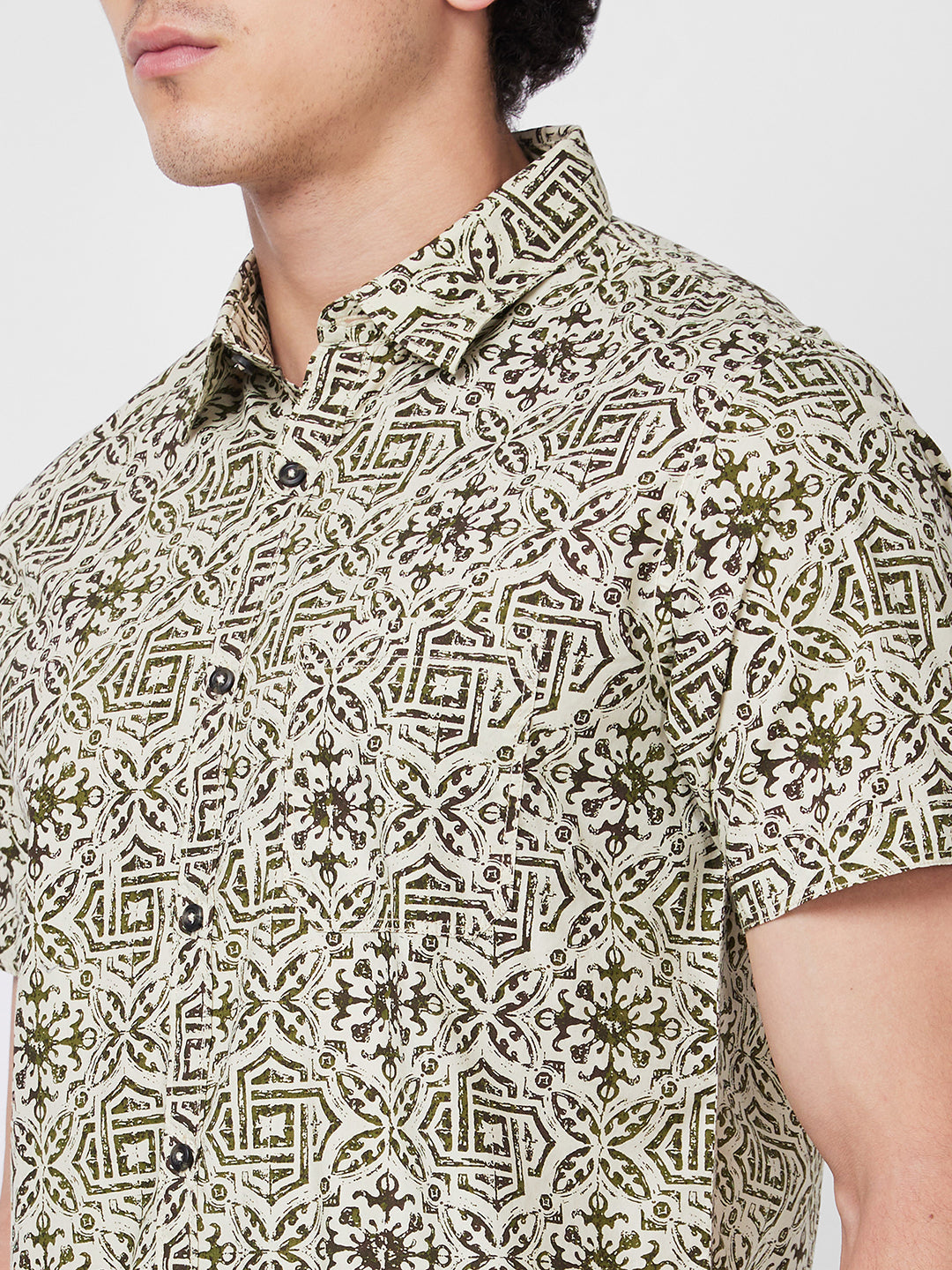 Spykar Green PRINTED HALF SLEEVE Shirt For Men