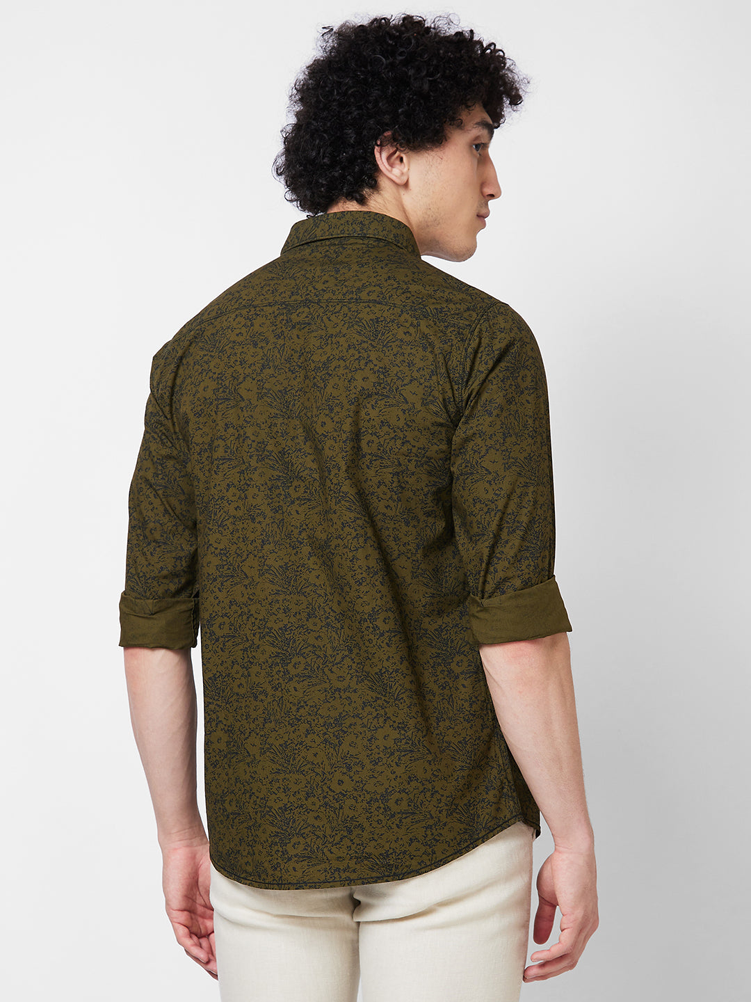 Spykar Green PRINTED FULL SLEEVE Shirt For Men