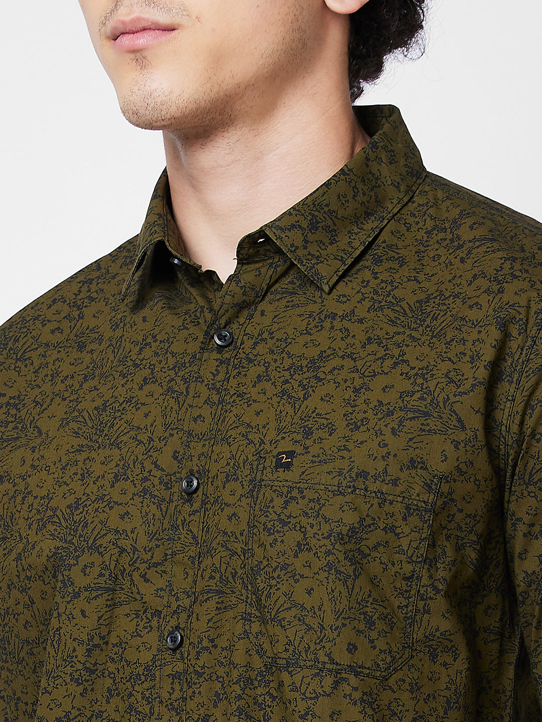 Spykar Green PRINTED FULL SLEEVE Shirt For Men