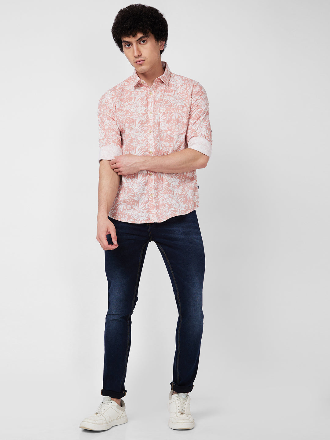 Spykar Pink PRINTED FULL SLEEVE Shirt For Men