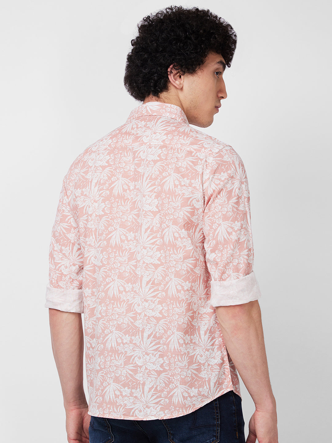 Spykar Pink PRINTED FULL SLEEVE Shirt For Men