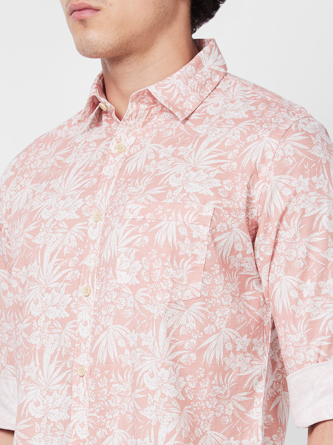 Spykar Pink PRINTED FULL SLEEVE Shirt For Men