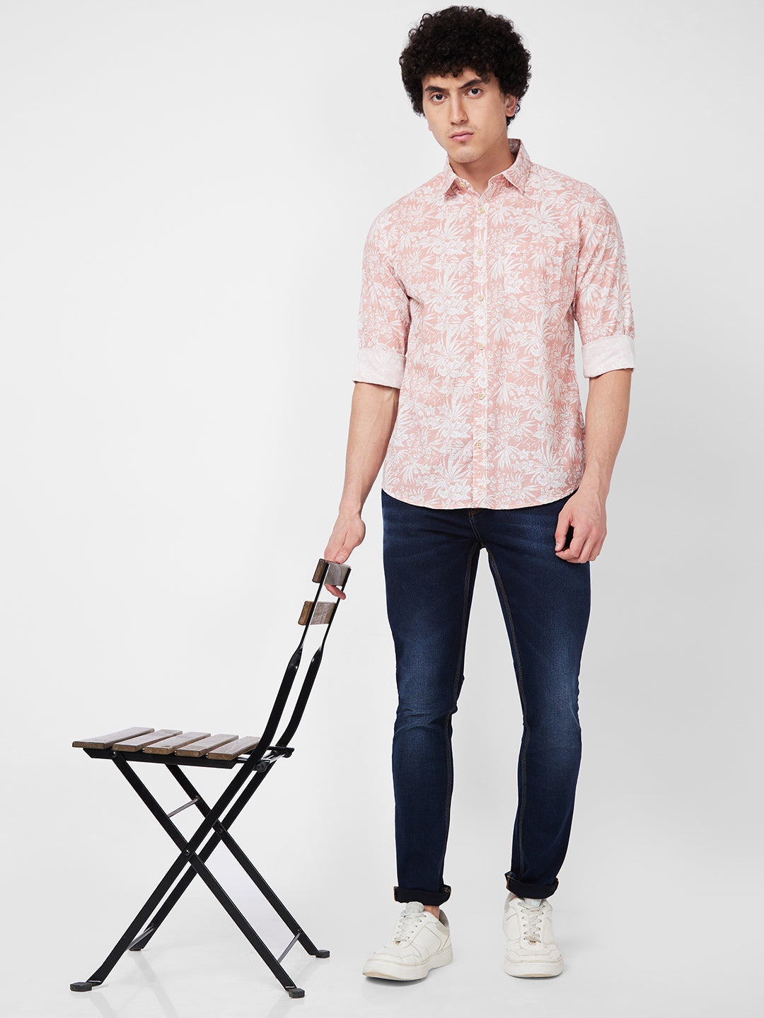 Spykar Pink PRINTED FULL SLEEVE Shirt For Men