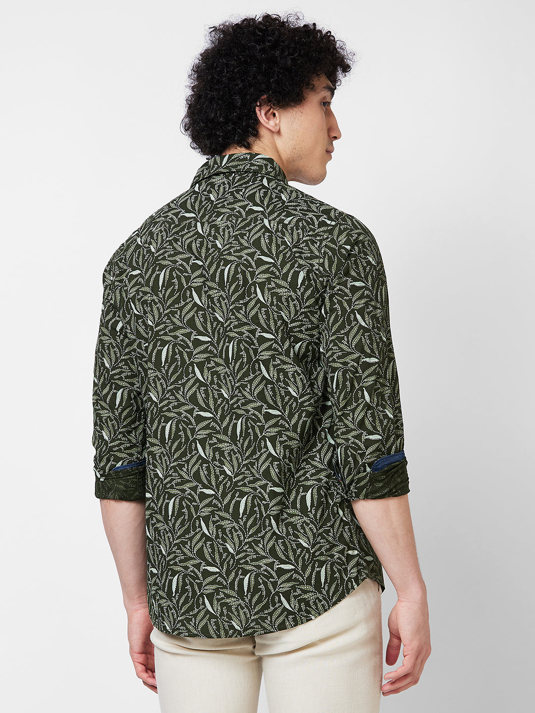 Spykar Green PRINTED FULL SLEEVE Shirt For Men