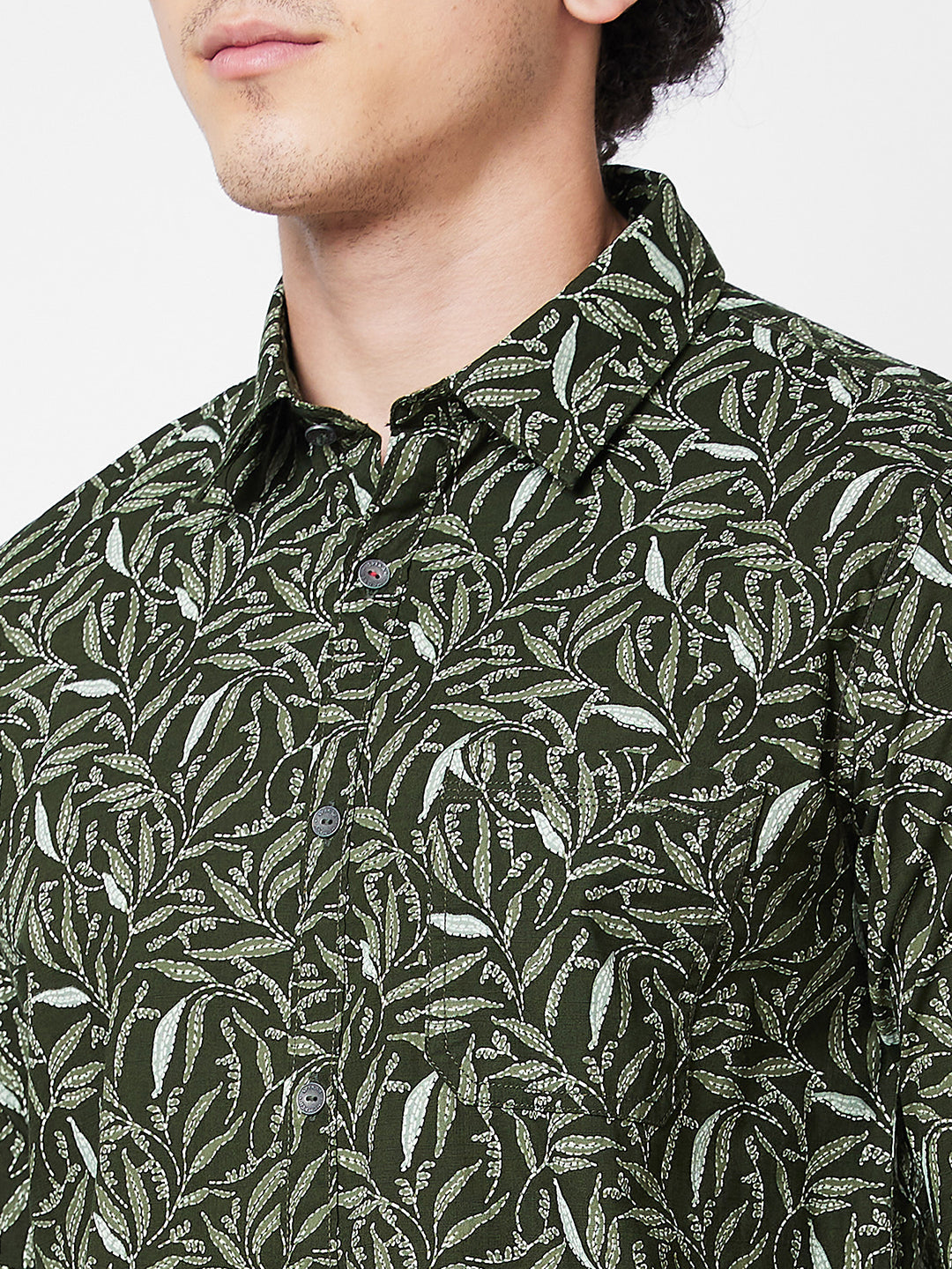 Spykar Green PRINTED FULL SLEEVE Shirt For Men