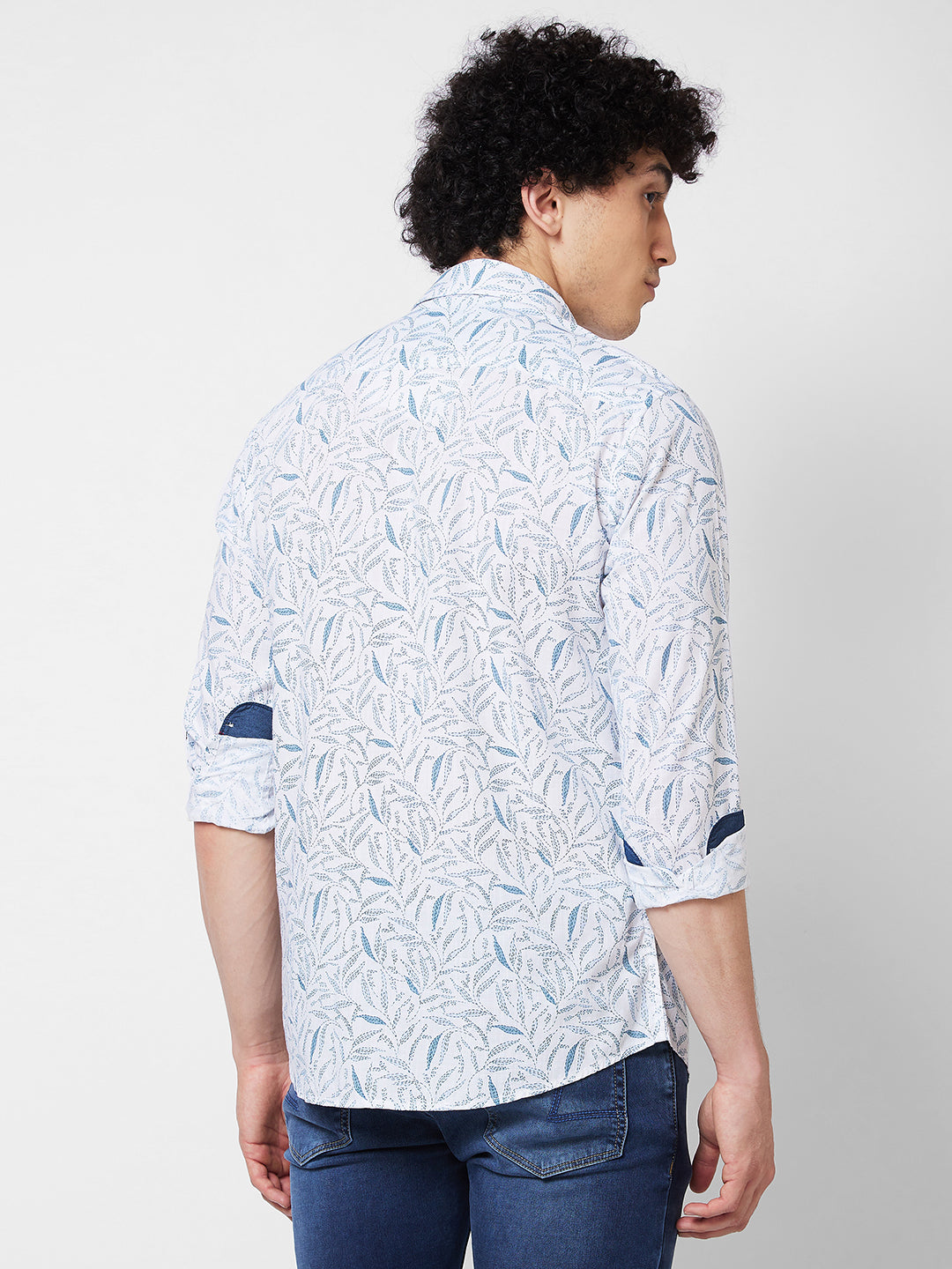 Spykar White PRINTED FULL SLEEVE Shirt For Men