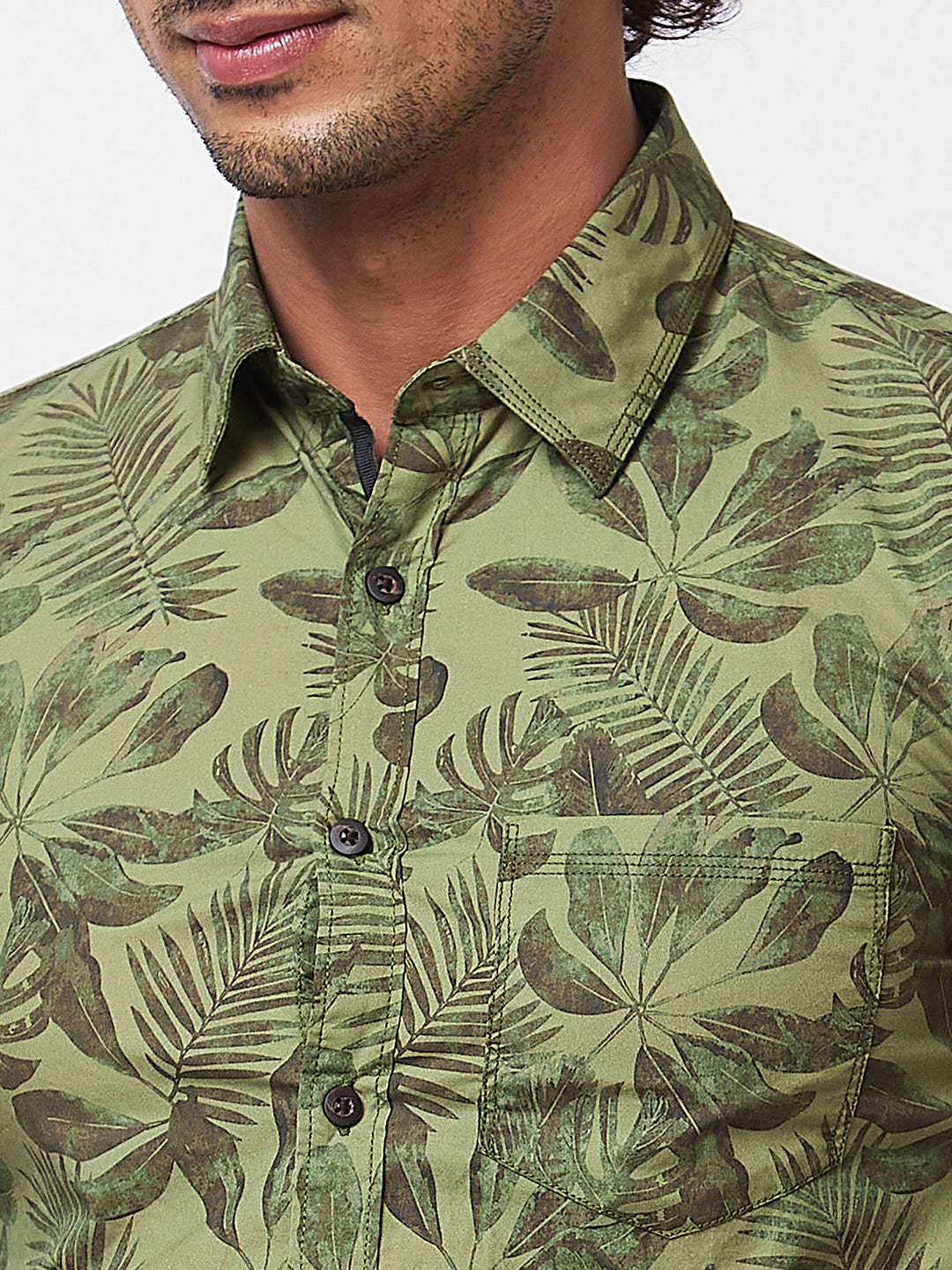 Spykar Green PRINTED FULL SLEEVE Shirt For Men