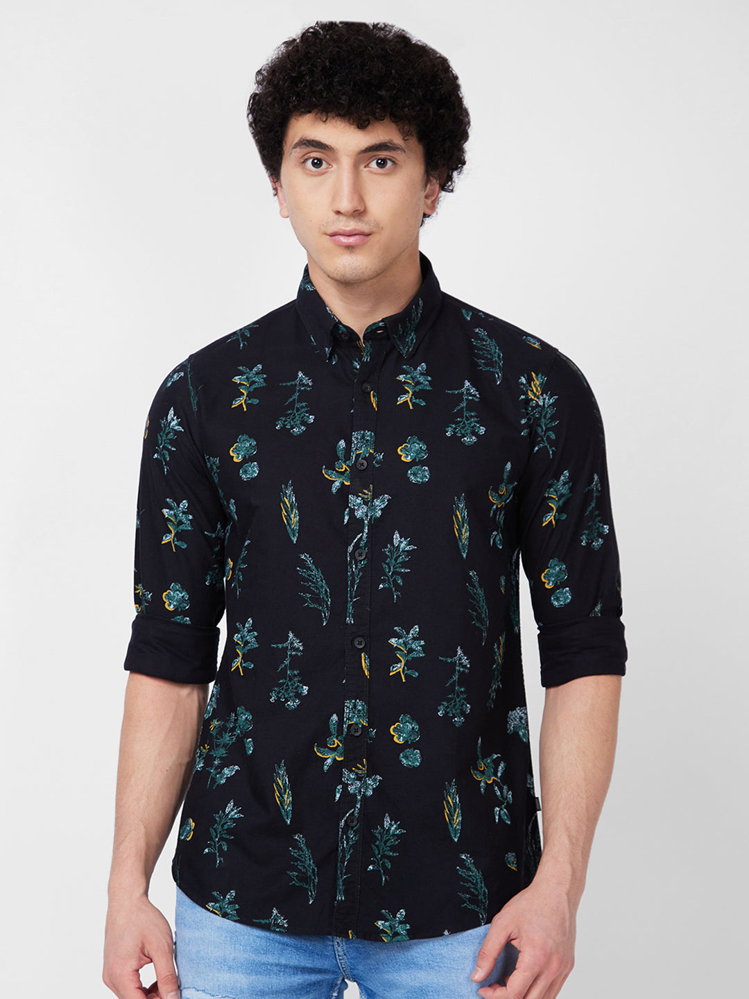 Spykar Black PRINTED FULL SLEEVE Shirt For Men