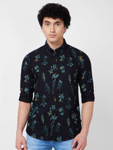 Spykar Black PRINTED FULL SLEEVE Shirt For Men