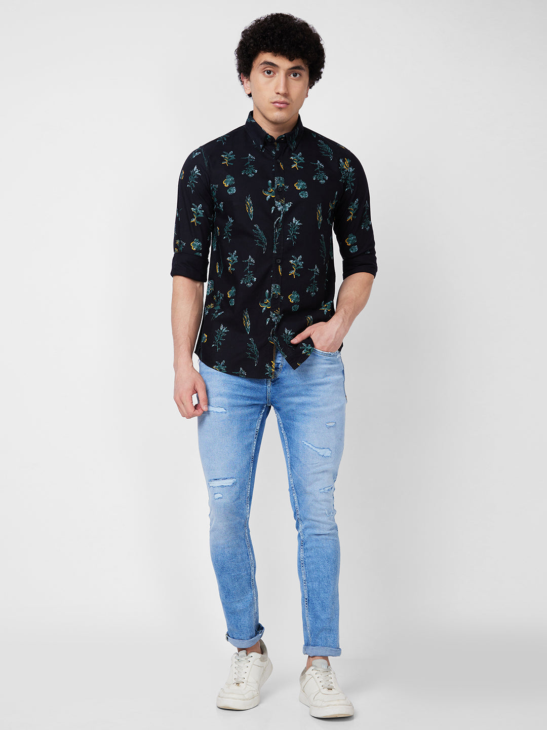 Spykar Black PRINTED FULL SLEEVE Shirt For Men