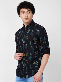 Spykar Black PRINTED FULL SLEEVE Shirt For Men