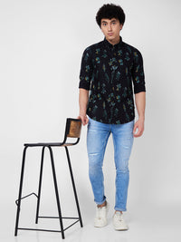 Spykar Black PRINTED FULL SLEEVE Shirt For Men