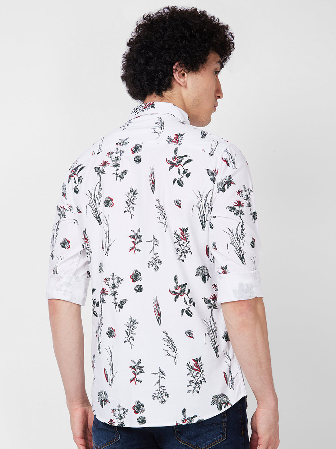 Spykar White PRINTED FULL SLEEVE Shirt For Men