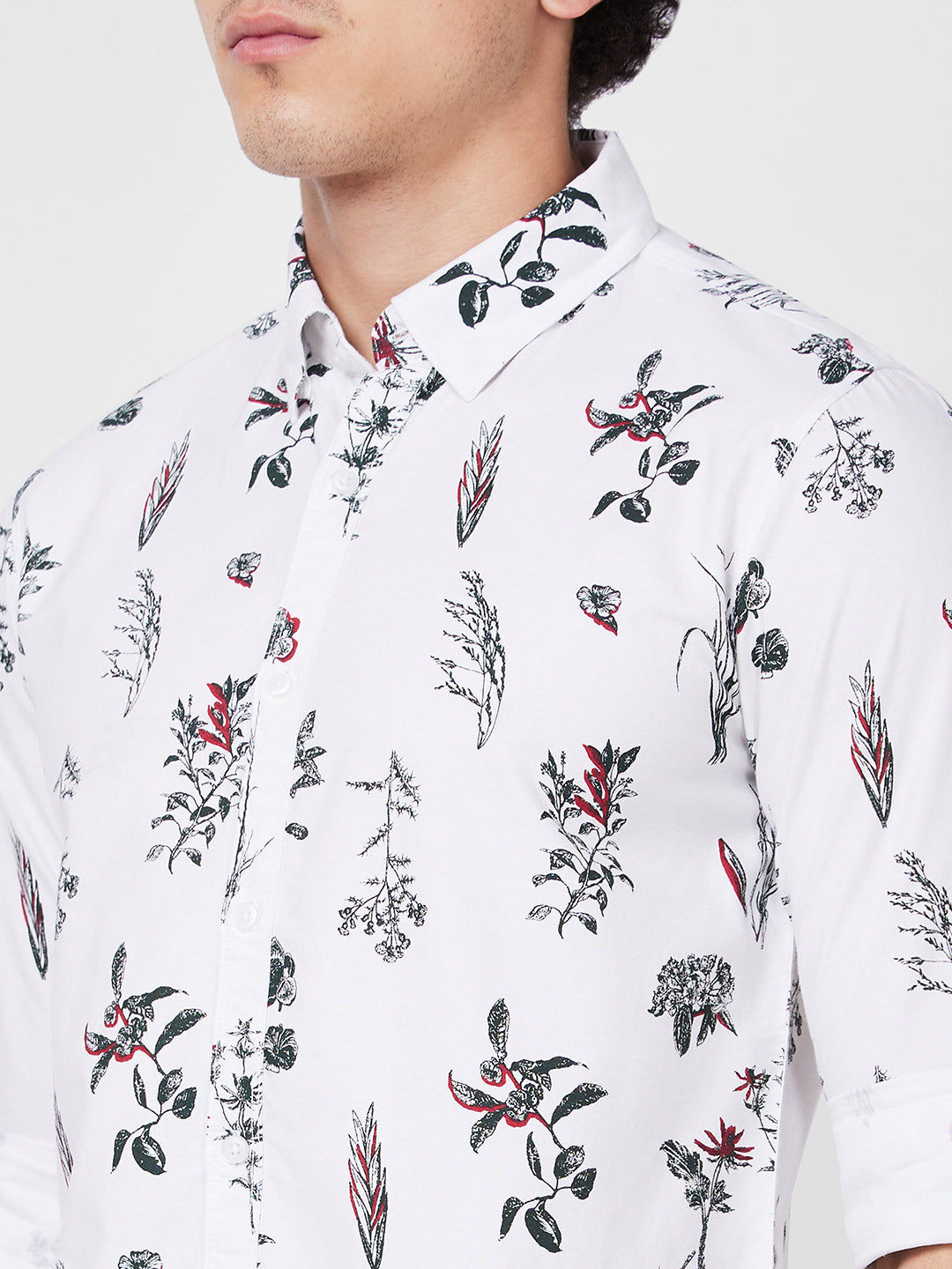 Spykar White PRINTED FULL SLEEVE Shirt For Men