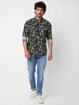 Spykar Black PRINTED FULL SLEEVE Shirt For Men