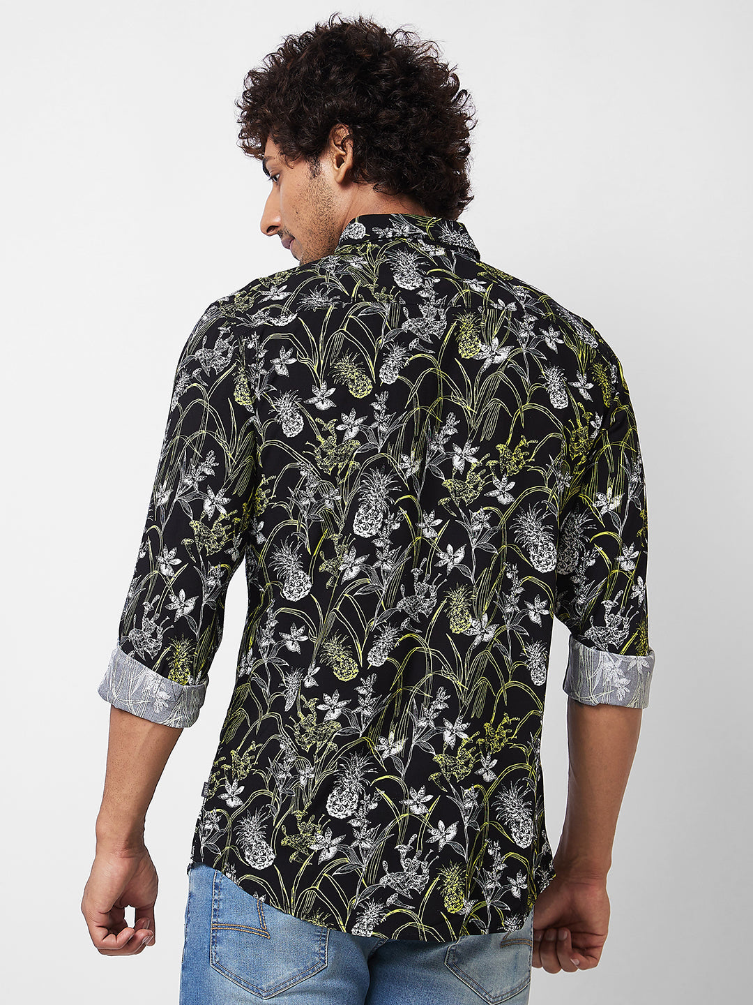 Spykar Black PRINTED FULL SLEEVE Shirt For Men