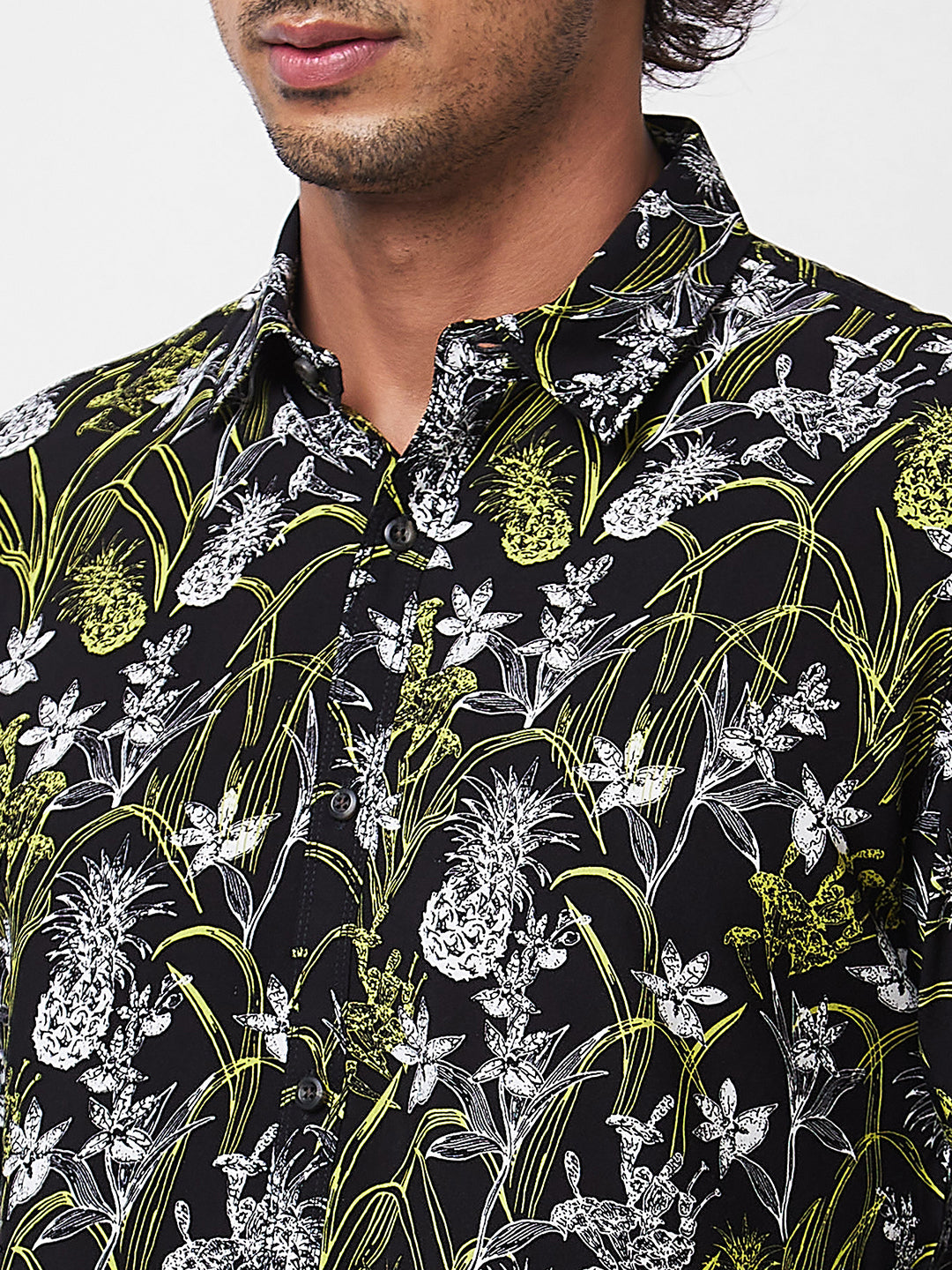 Spykar Black PRINTED FULL SLEEVE Shirt For Men