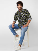 Spykar Black PRINTED FULL SLEEVE Shirt For Men