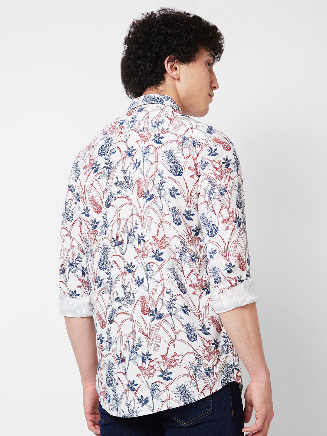 Spykar White PRINTED FULL SLEEVE Shirt For Men