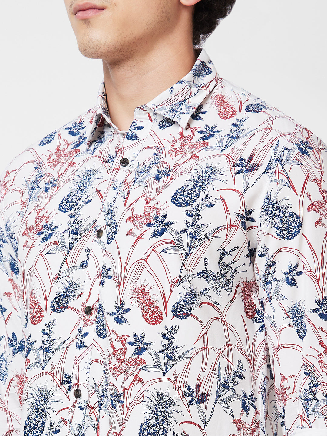 Spykar White PRINTED FULL SLEEVE Shirt For Men