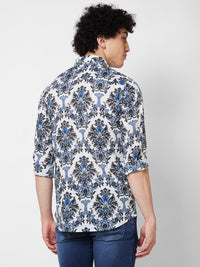 Spykar Blue PRINTED FULL SLEEVE Shirt For Men