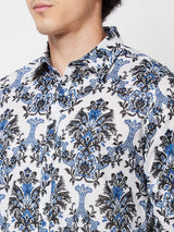 Spykar Blue PRINTED FULL SLEEVE Shirt For Men