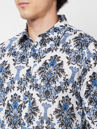 Spykar Blue PRINTED FULL SLEEVE Shirt For Men