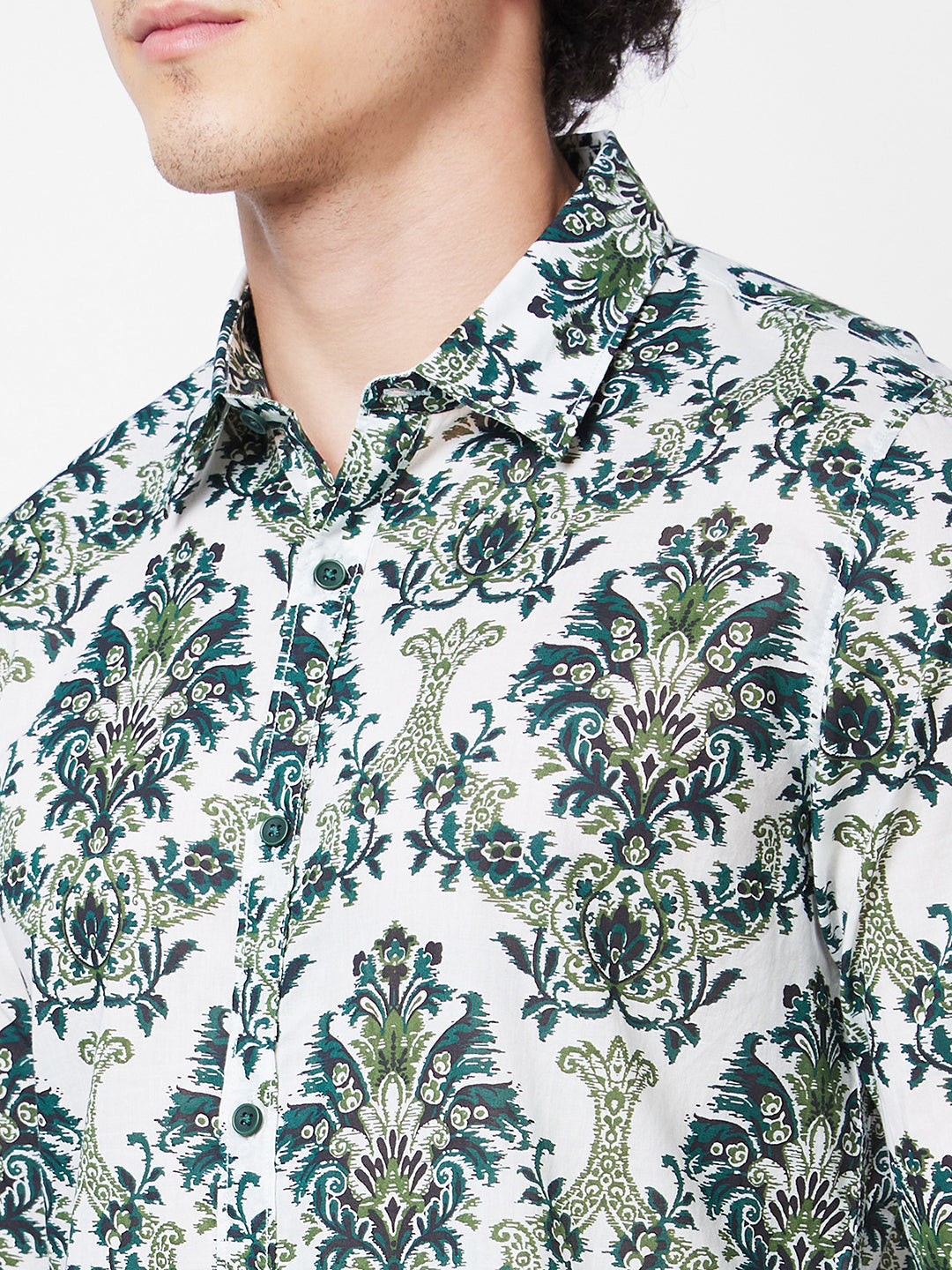 Spykar Green PRINTED FULL SLEEVE Shirt For Men