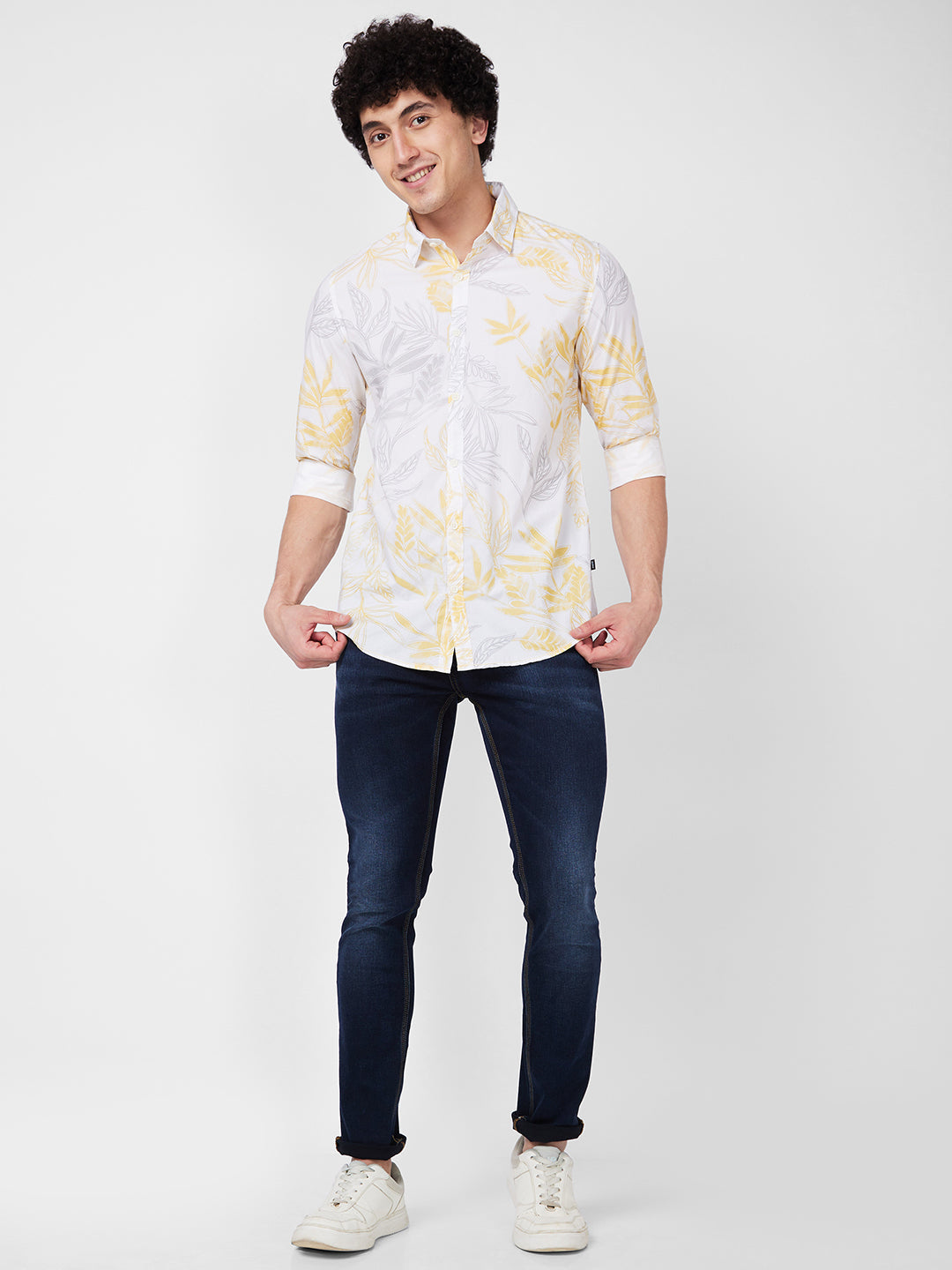 Spykar Yellow PRINTED FULL SLEEVE Shirt For Men