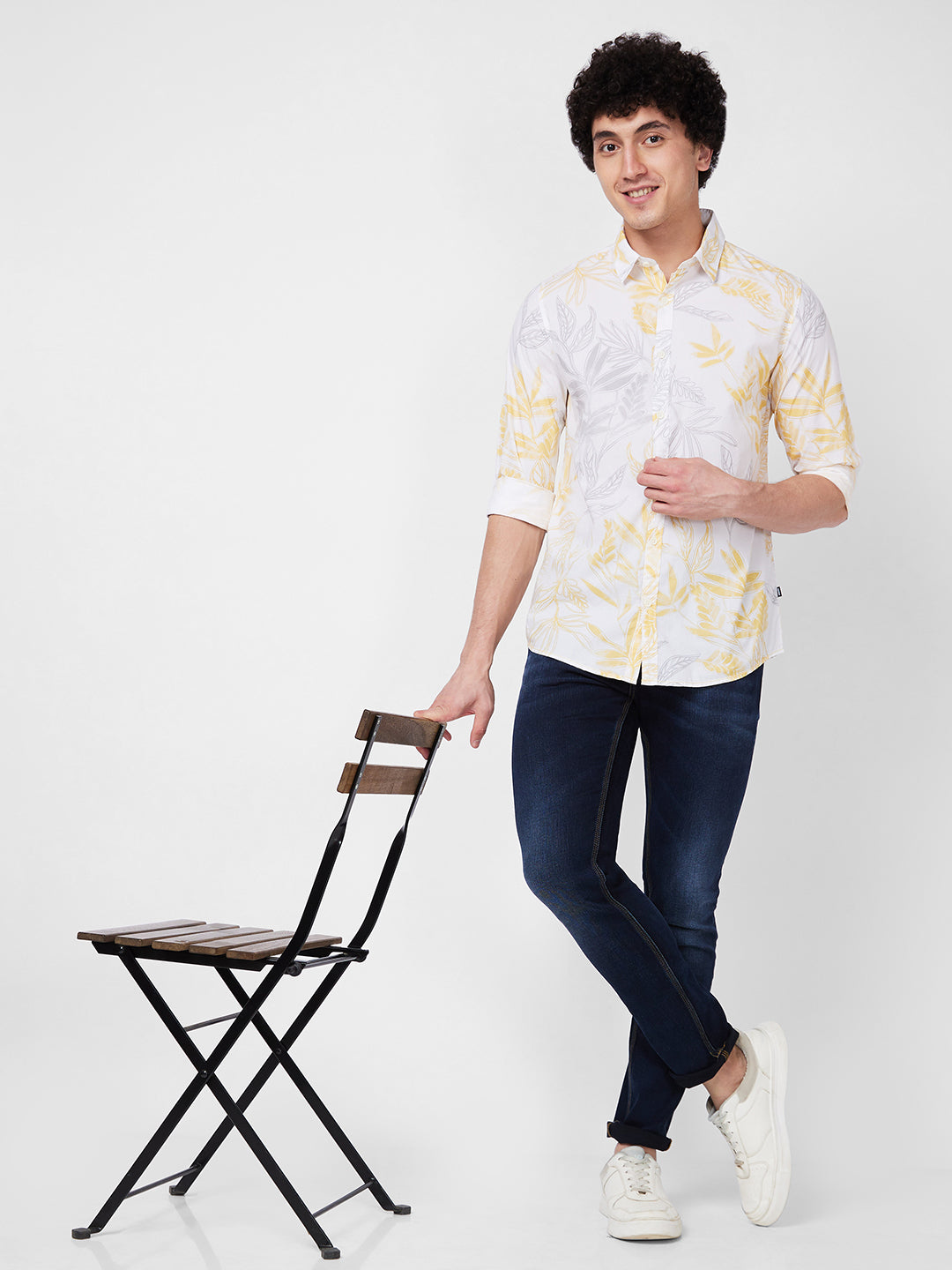 Spykar Yellow PRINTED FULL SLEEVE Shirt For Men