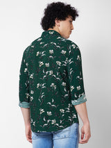 Spykar Green PRINTED FULL SLEEVE Shirt For Men