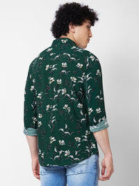 Spykar Green PRINTED FULL SLEEVE Shirt For Men