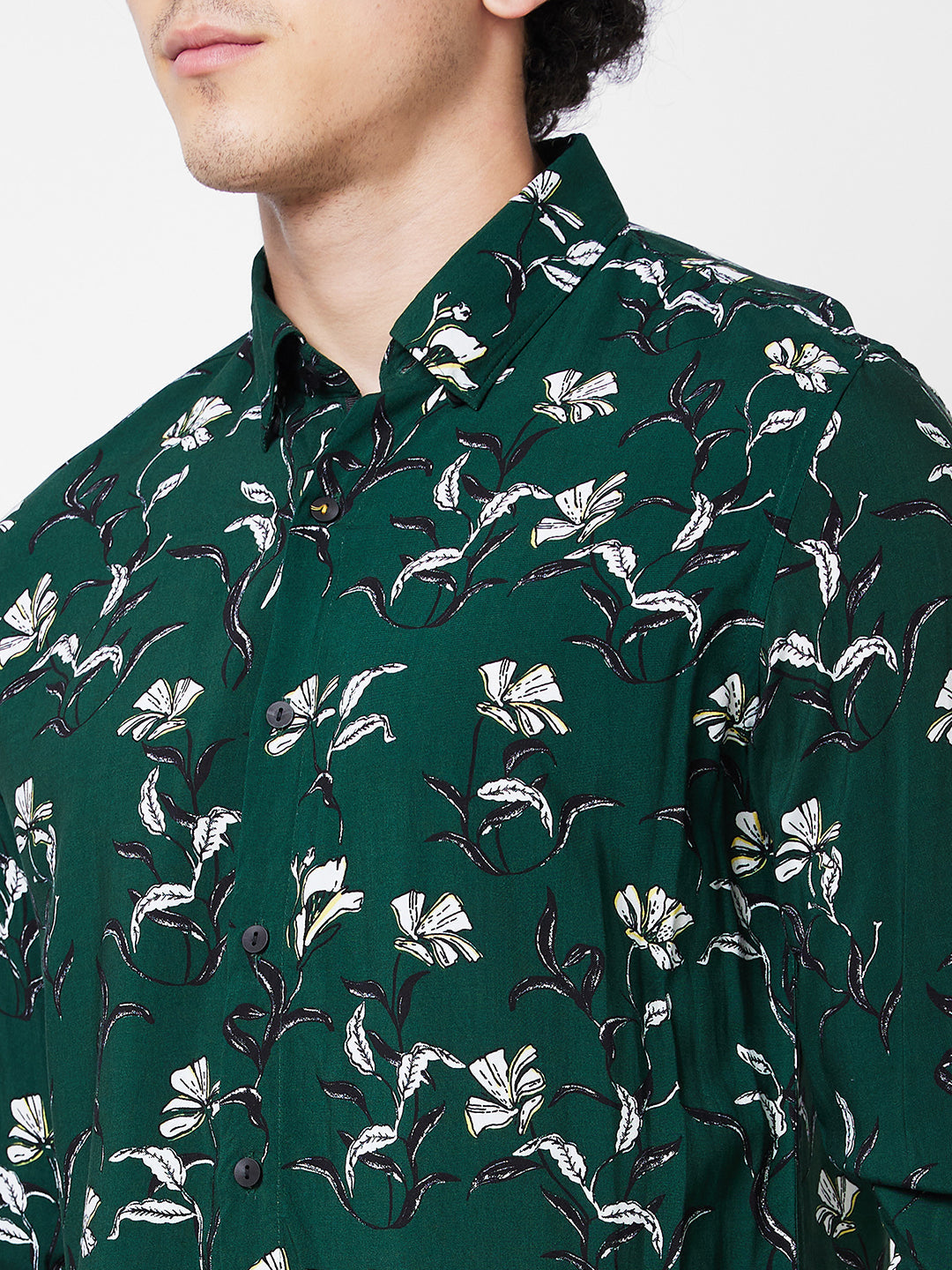 Spykar Green PRINTED FULL SLEEVE Shirt For Men