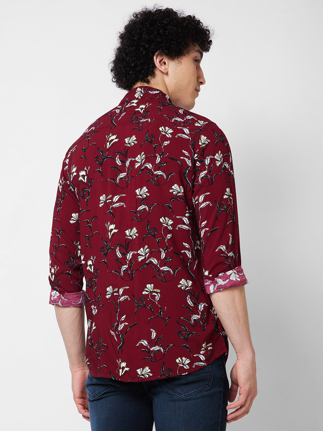 Spykar Red PRINTED FULL SLEEVE Shirt For Men