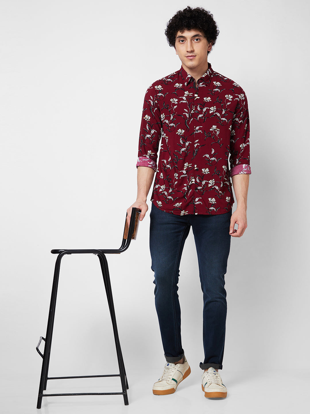 Spykar Red PRINTED FULL SLEEVE Shirt For Men