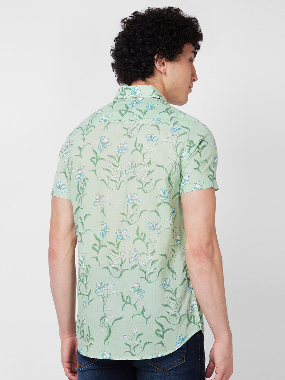 Spykar Green PRINTED HALF SLEEVE Shirt For Men