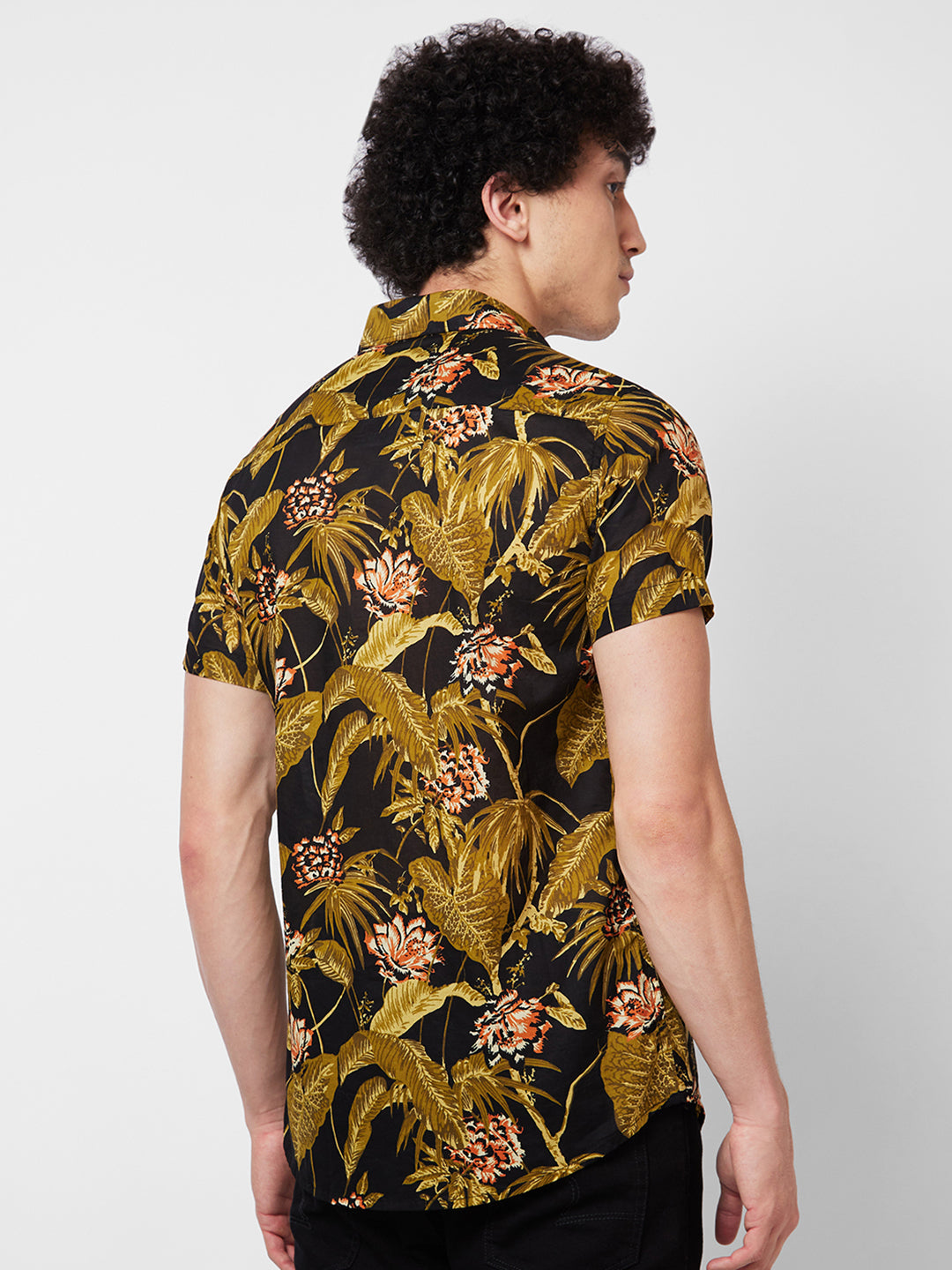 Spykar Khaki PRINTED HALF SLEEVE Shirt For Men