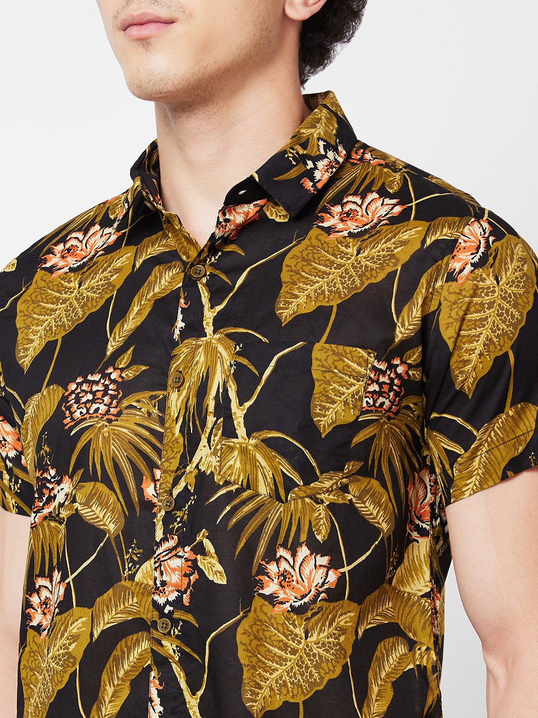 Spykar Khaki PRINTED HALF SLEEVE Shirt For Men