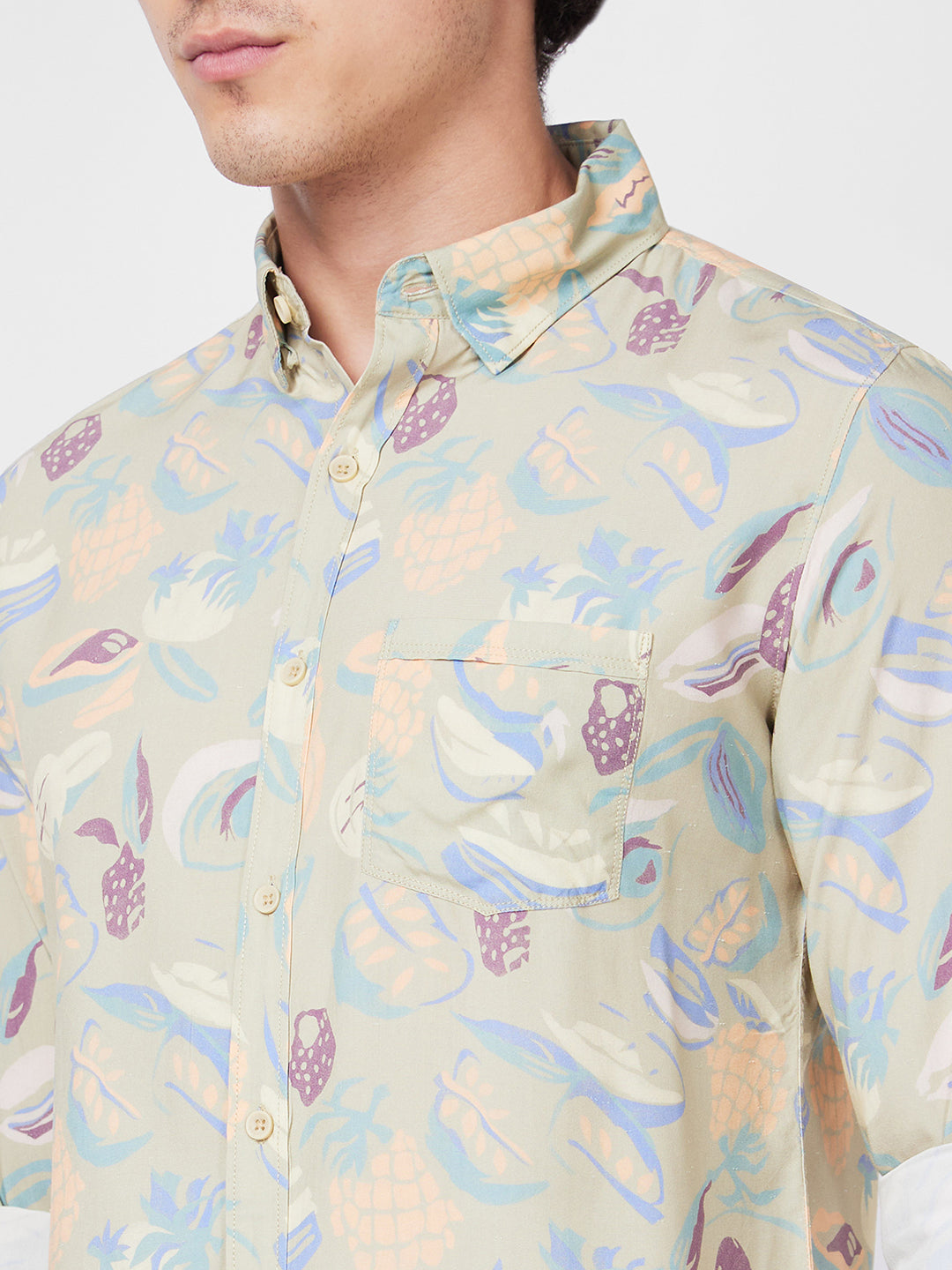 Spykar Green PRINTED FULL SLEEVE Shirt For Men