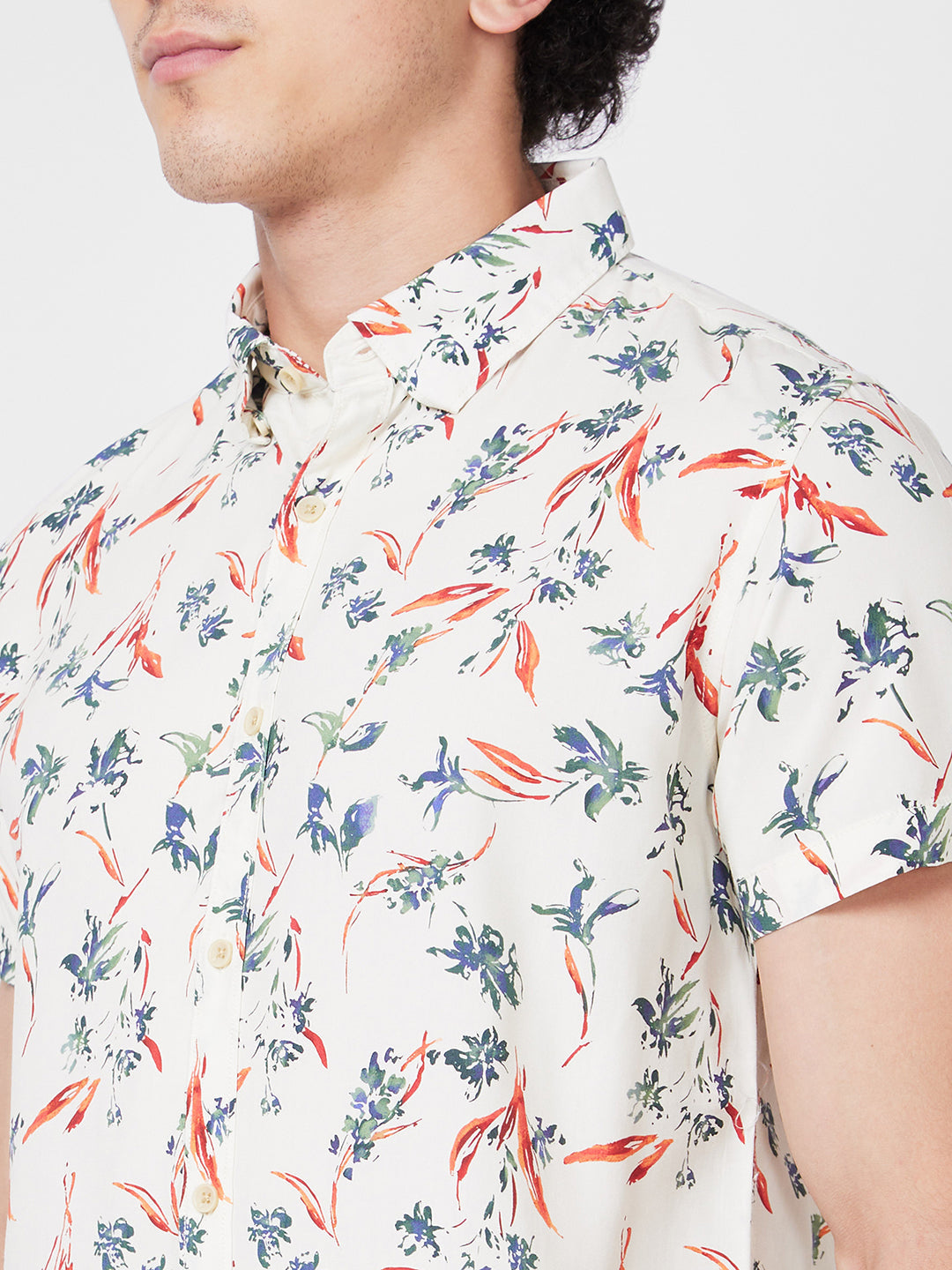 Spykar White PRINTED HALF SLEEVE Shirt For Men