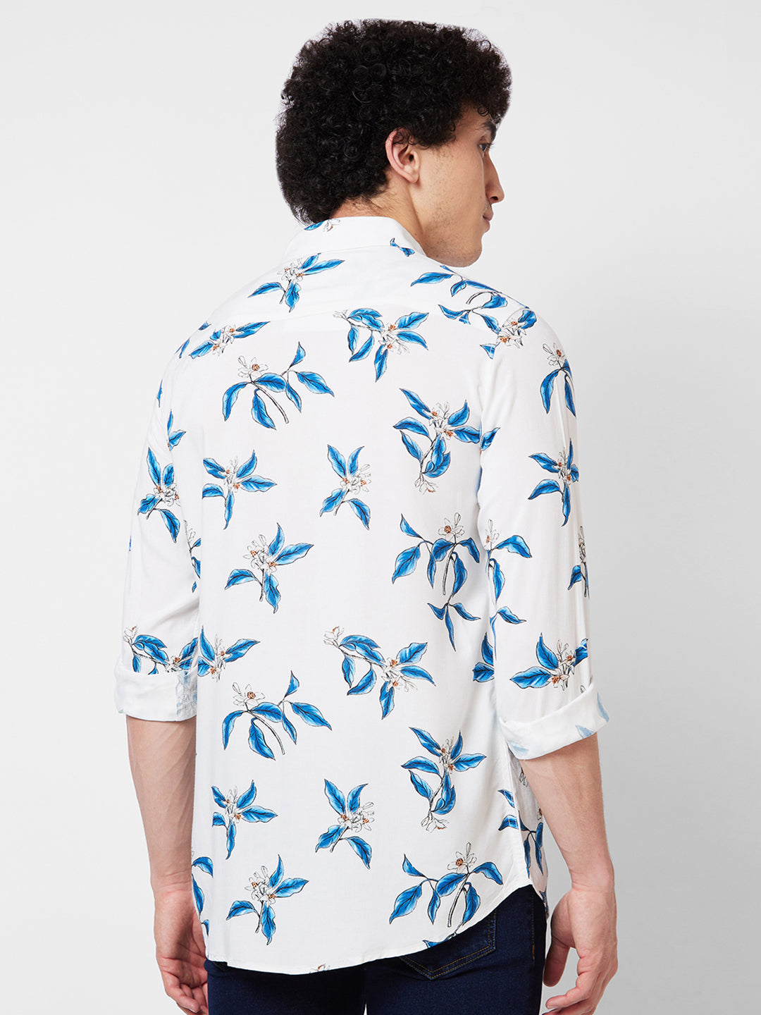 Spykar White PRINTED FULL SLEEVE Shirt For Men