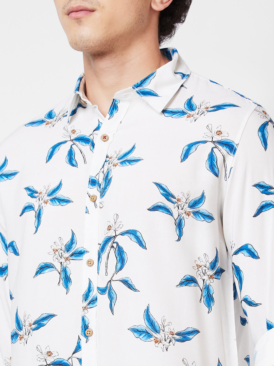 Spykar White PRINTED FULL SLEEVE Shirt For Men