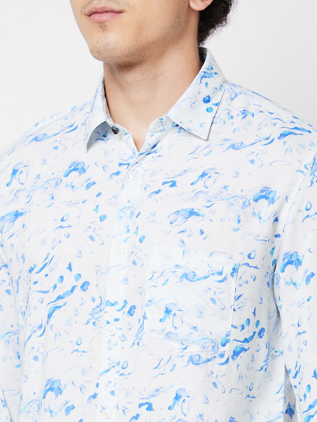 Spykar White PRINTED FULL SLEEVE Shirt For Men