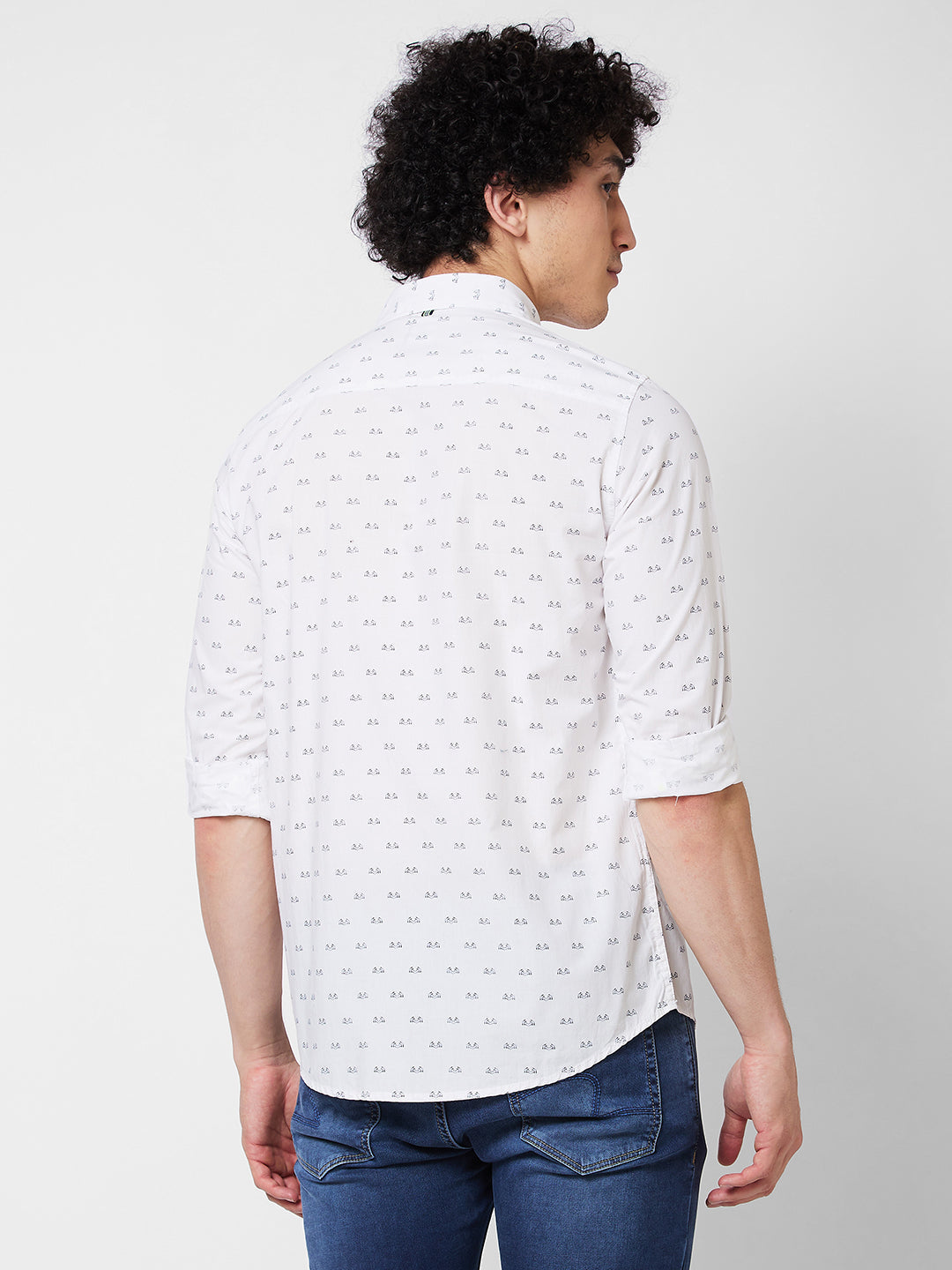 Spykar White PRINTED FULL SLEEVE Shirt For Men