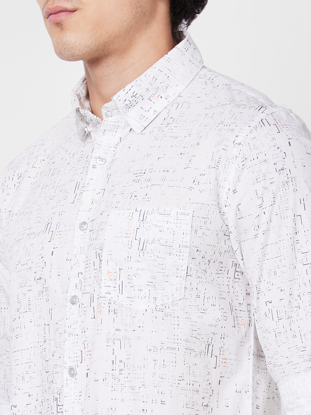 Spykar White PRINTED FULL SLEEVE Shirt For Men