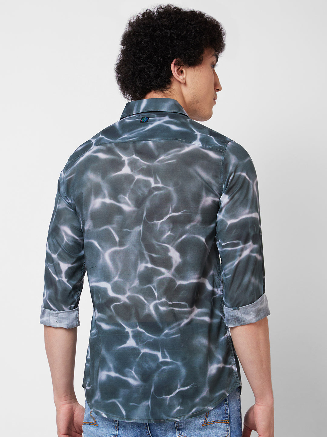 Spykar Grey PRINTED FULL SLEEVE Shirt For Men