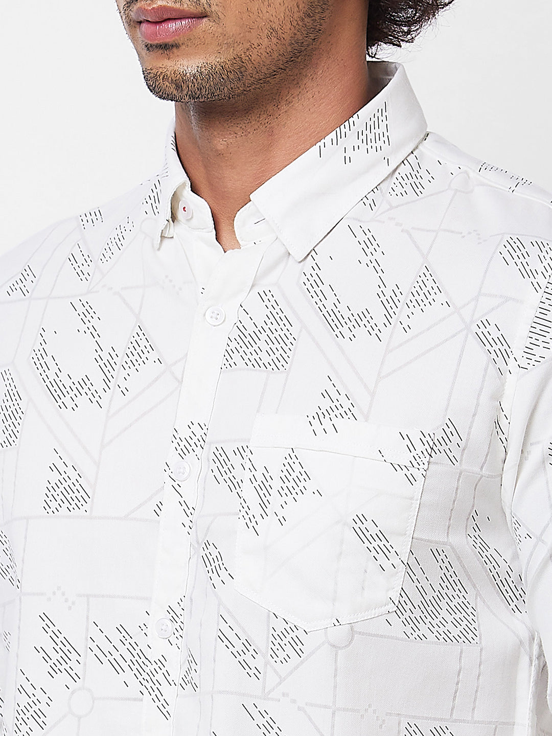 Spykar White PRINTED FULL SLEEVE Shirt For Men