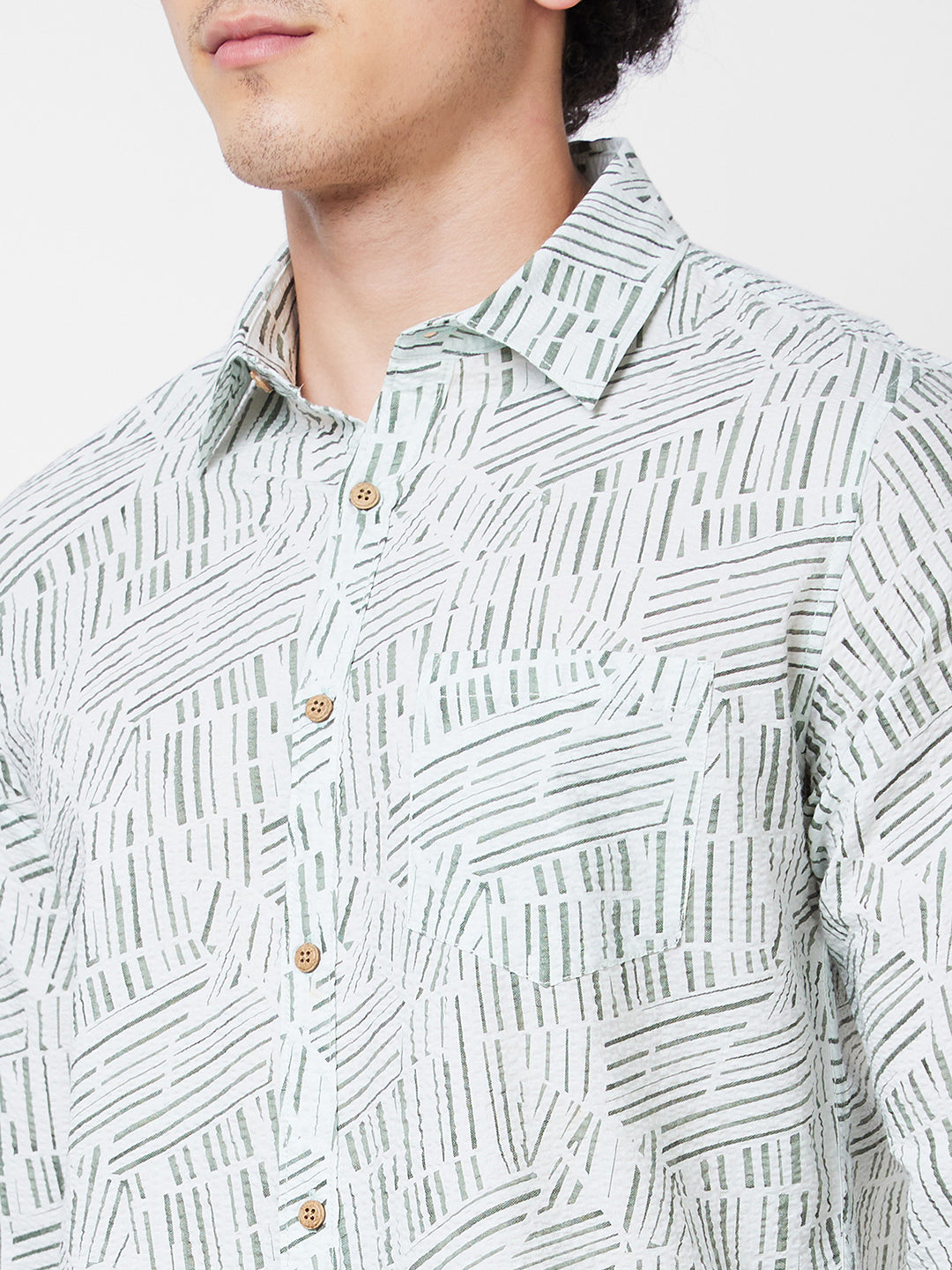 Spykar Green PRINTED FULL SLEEVE Shirt For Men