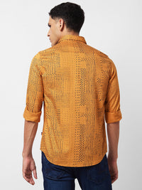 Spykar Yellow Printed Shirt For Men