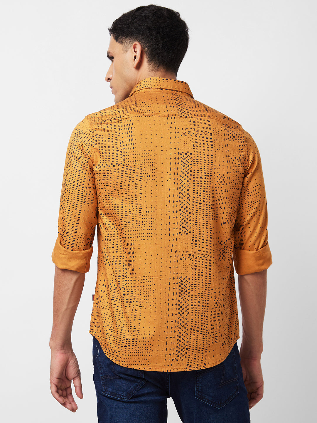 Spykar Yellow Printed Shirt For Men